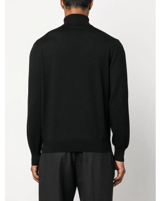 Fileria Black Roll-Neck Virgin-Wool Jumper