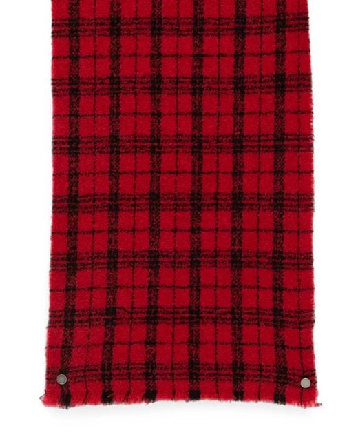 Destin Red Checked Fringed Scarf