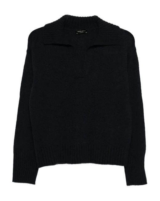 Roberto Collina Black Wool Polo Top