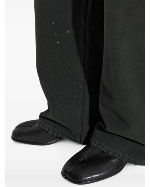 Maison Margiela Black Leather Heeled Ankle Boots With "Tabi" Cut-Out for men
