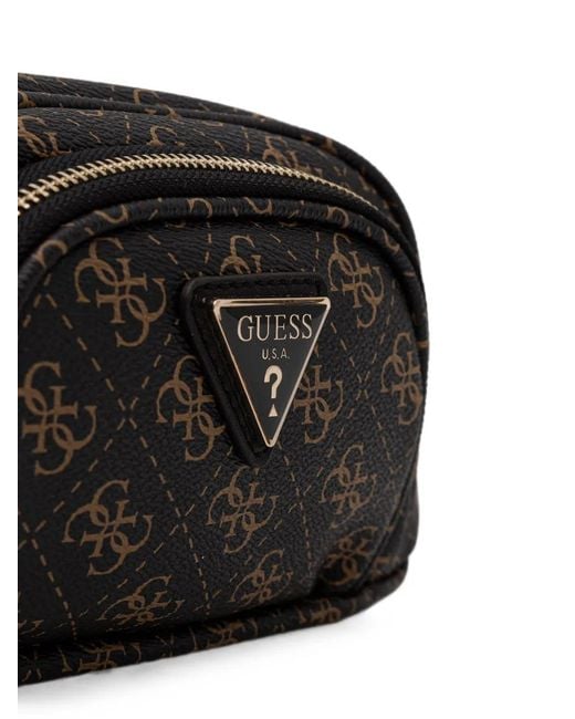 Guess Black Logo-Print Zip-Around Belt Bag
