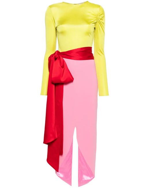V:PM ATELIER Pink Cherry Belted Maxi Dress