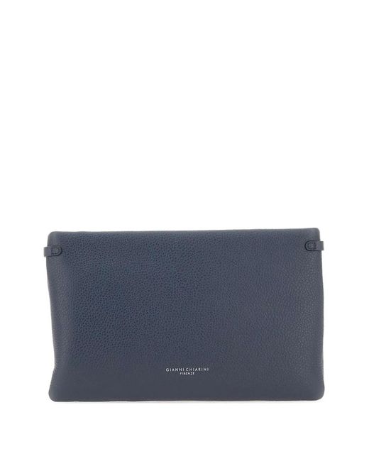 Gianni Chiarini Blue Hermy Hammered Leather Clutch Bag