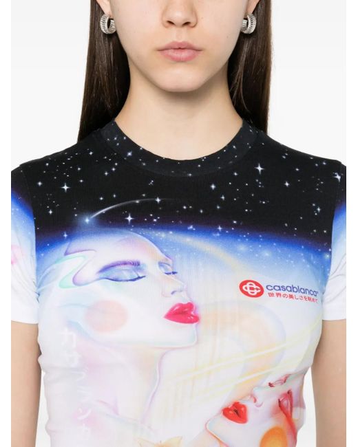 Casablanca Black T-Shirt mit kosmischem Print