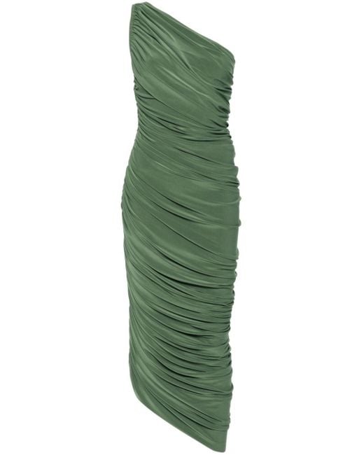 Robe mi-longue Diana drapée Norma Kamali en coloris Green