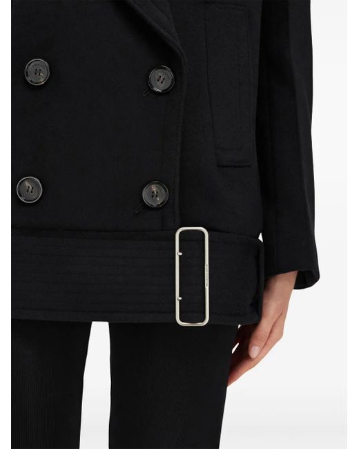 Ferragamo Black Brushed-Finish Peacoat