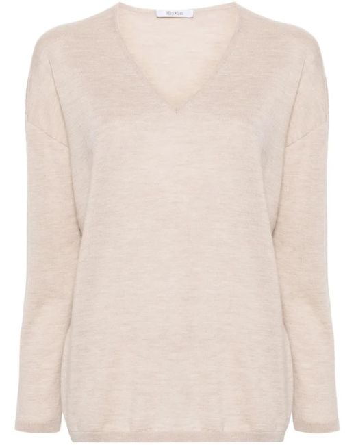 Max Mara Natural V-Neck Cashmere Jumper