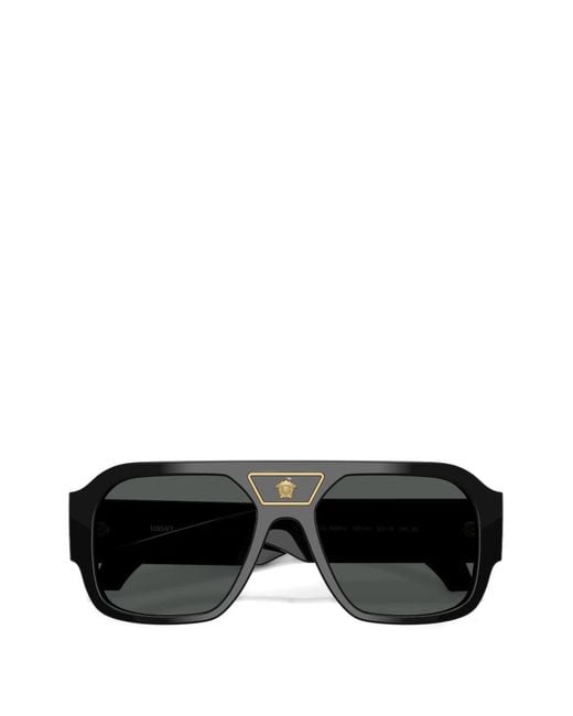 Versace Black Medusa Head Geometric-Frame Sunglasses for men
