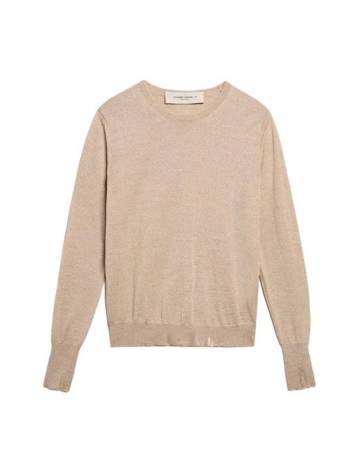 Golden Goose Deluxe Brand Natural Distressed Fine-Knit Jumper