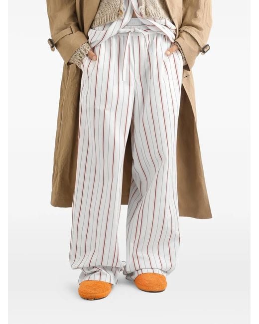 Dolce & Gabbana White Striped Drawstring Trousers for men