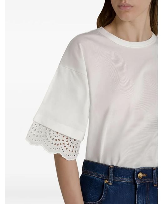 Alberta Ferretti White Sleeve-Detail T-Shirt