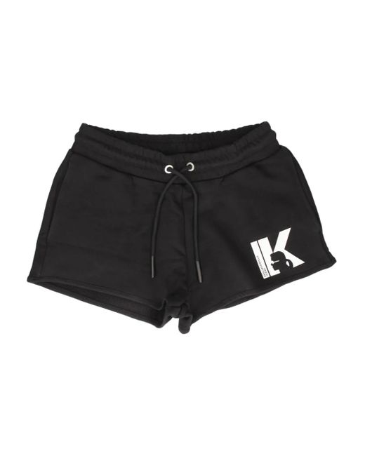 Karl Lagerfeld Black Drawstring-Waist Shorts