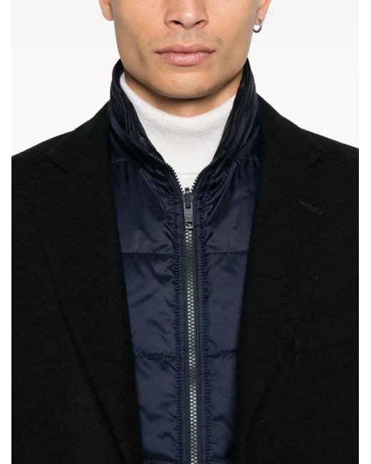Fay Blue Single-Breasted Layered Coat for men