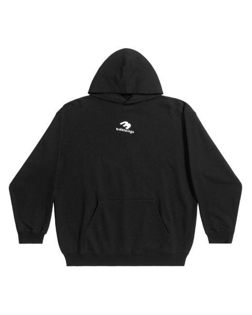 Logo-print cotton hoodie di Balenciaga in Black da Uomo