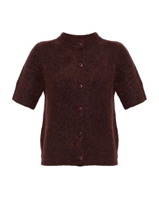 Samsøe & Samsøe Brown Button-Fastening Short-Sleeved Cardigan