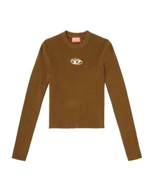 DIESEL Green 'M-Valari' Rib-Knit Viscose-Blend Top