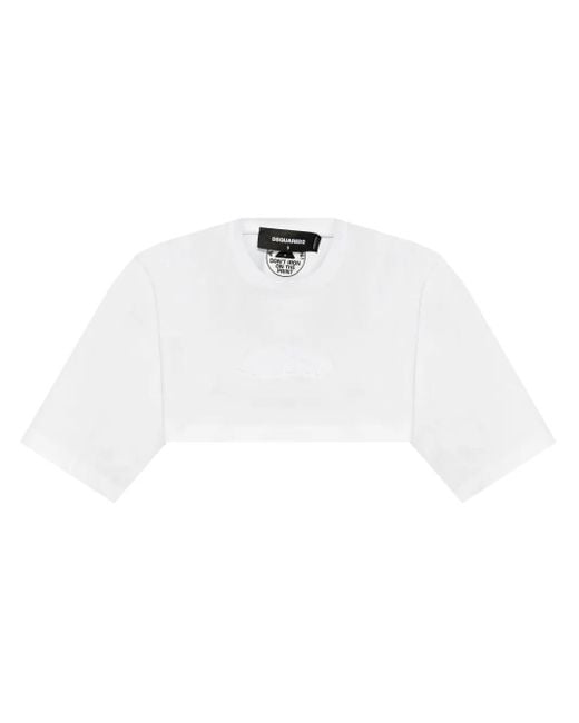 DSquared² White Logo-Embossed T-Shirt