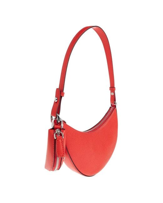 Kate Spade Red Duo Mini Crescent-Shaped Pebbled-Leather Shoulder Bag