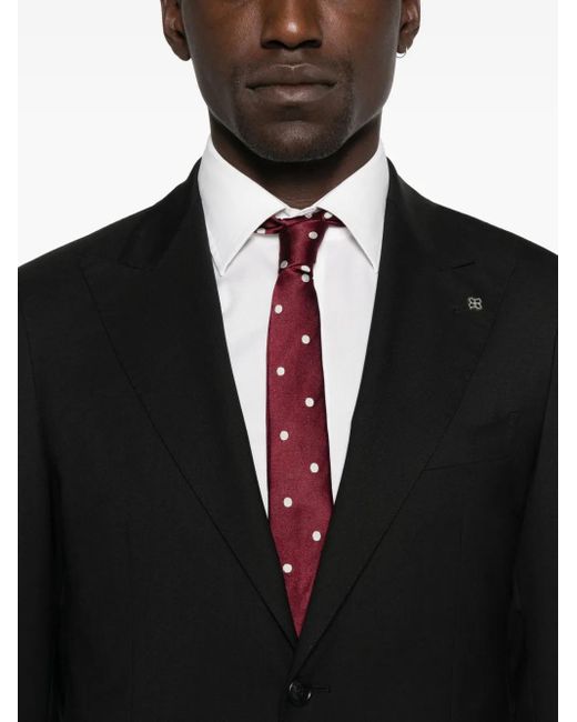 Tagliatore Black Button Wool Suit for men