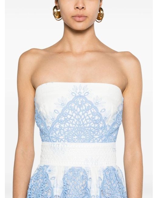 Evarae Blue Mia Lace-embroidered Maxi Dress
