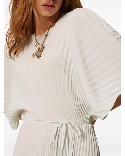 Twinset White Crêpe De Chine Pleated Dress