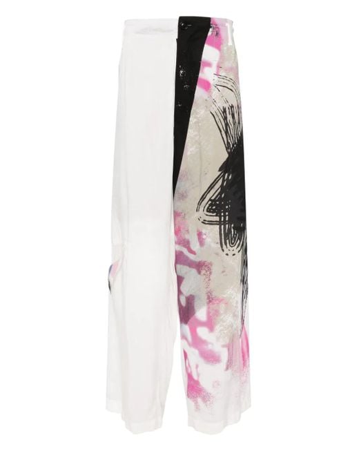 Yohji Yamamoto Pink Printed Trousers for men