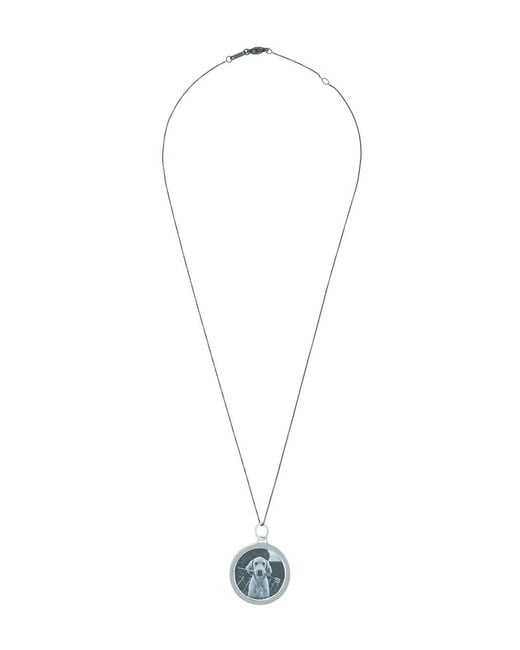 Monica Rich Kosann White Round Mosaic Half Locket Necklace