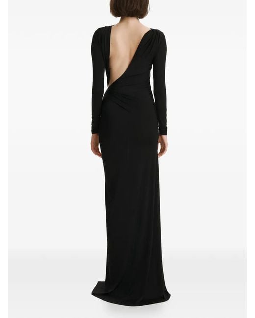 2310 STUDIO Black Draped Split Maxi Dress