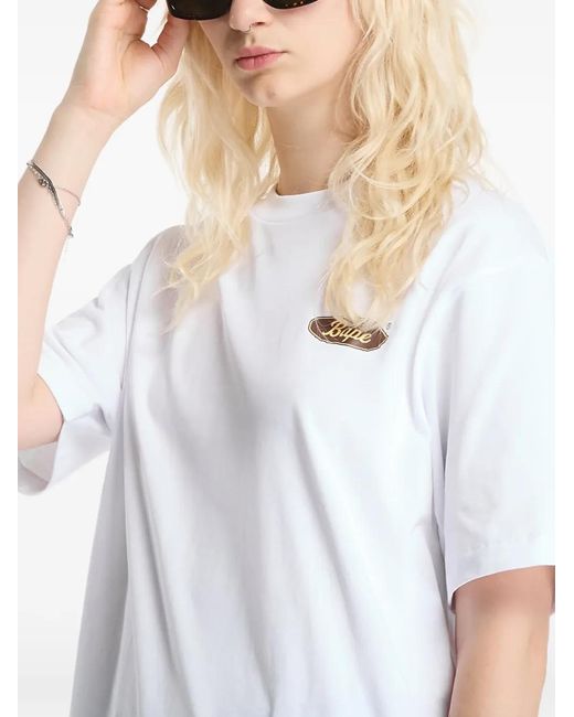 A Bathing Ape White Skateboard Bape Logo Relaxed-Fit Tee