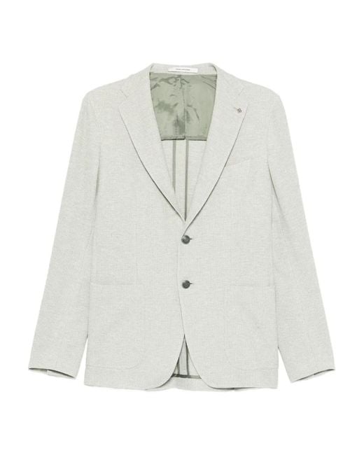 Tagliatore White Single-Breasted Blazer for men