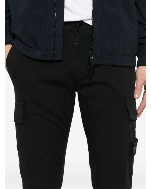 Stone Island Black Logo-Patch Cargo Pants for men