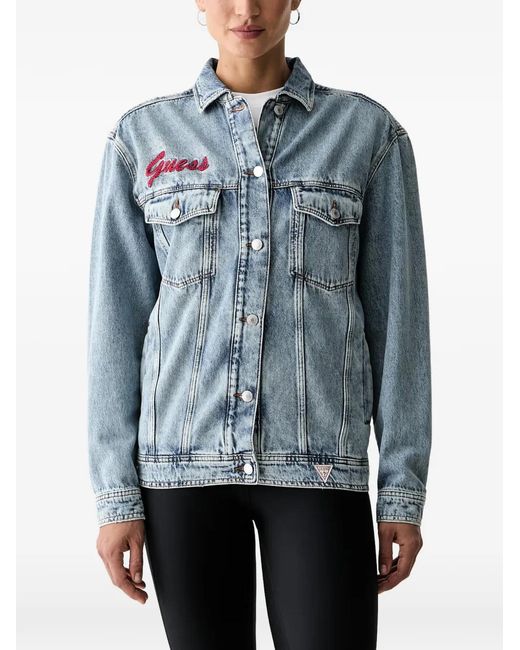 Guess Blue Sequin-Embellished Denim Jacket