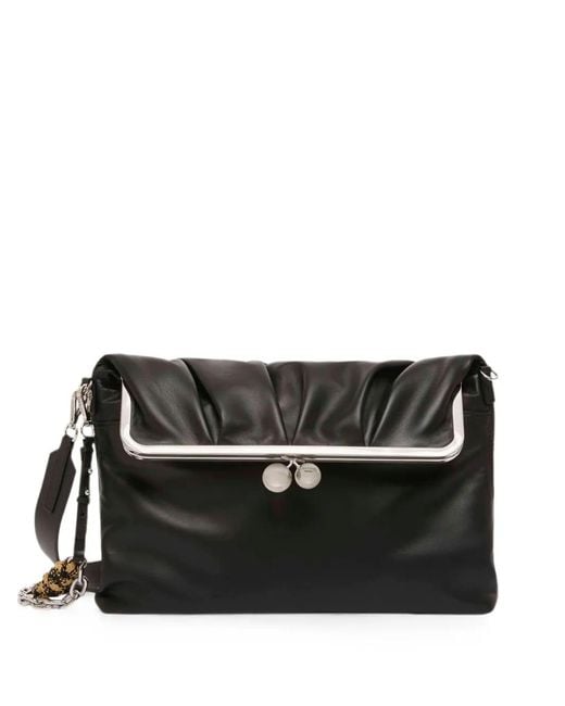 Weekend by Maxmara Black Pasticcino Clasp-Fastening Leather Clutch Bag