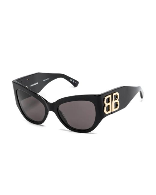 Balenciaga Black Logo-Plaque Cat-Eye Sunglasses