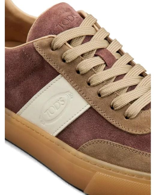 Tod's Brown Suede Panelled Sneakers for men