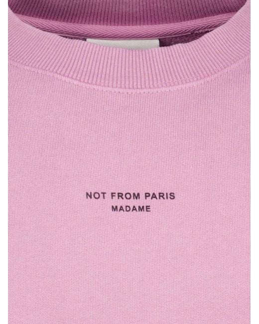 Drole de Monsieur Pink Slogan Classique Cotton Sweatshirt Délavé for men