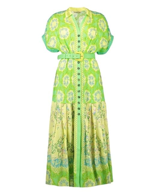 saloni dress green Tabitha C Dress in Emerald Green Ornate Embroidery