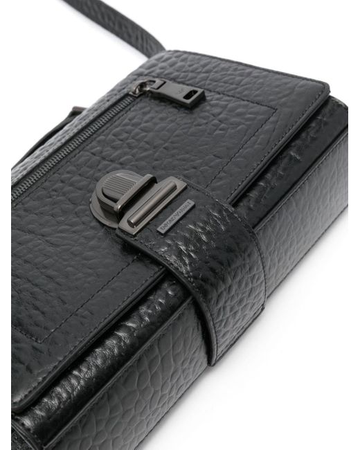 Emporio Armani Black Small Leather Shoulder Bag for men