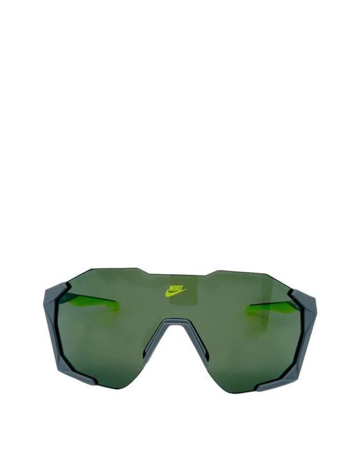 Nike Green Charged Shield Geometric-Frame Sunglasses