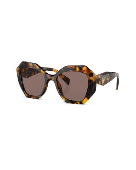 Prada Brown Tortoiseshell-Effect Logo Sunglasses