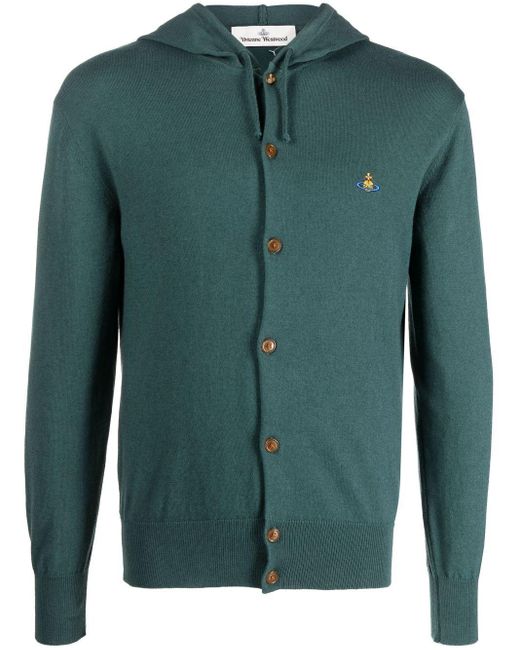 Vivienne Westwood Logo-embroidered Hooded Cardigan in Green | Lyst UK