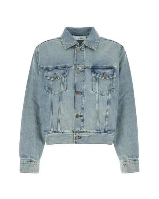 Fear Of God Blue Essentials Logo-Patch Denim Jacket for men