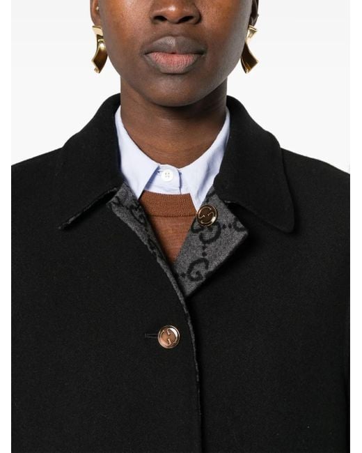 Gucci Black Reversible Gg Wool Coat