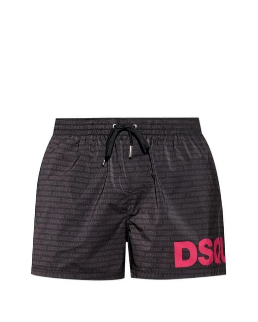 DSquared² Black Logo Midi Swim Boxers for men