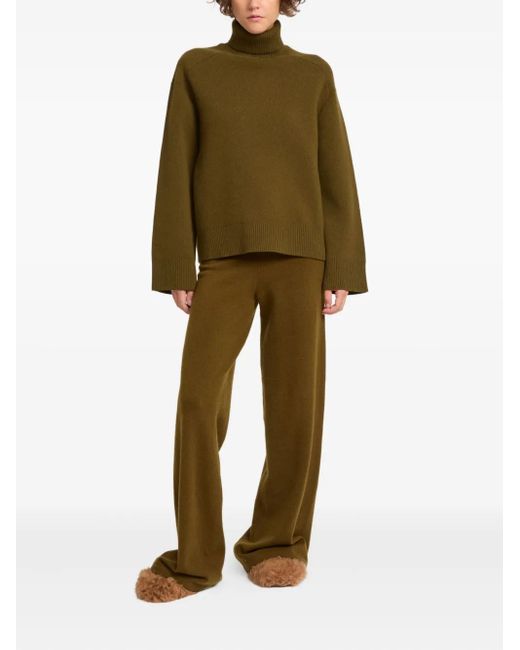 Yves Salomon Green Knit Wide-Leg Trousers