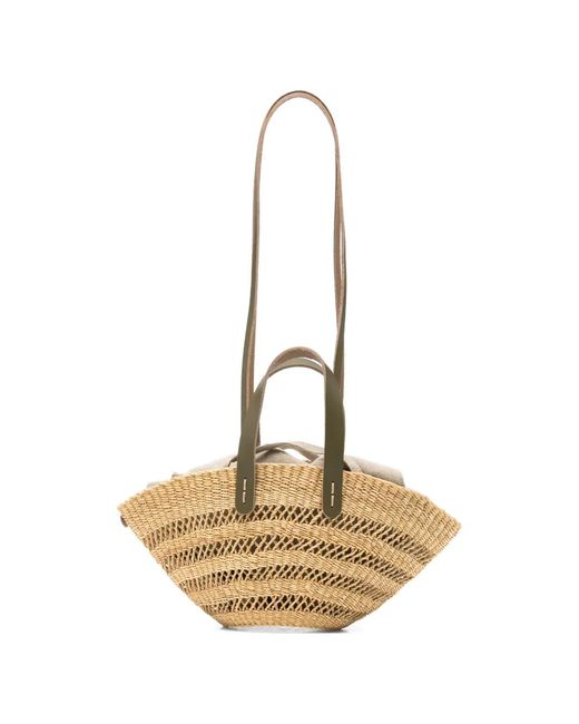 Muuñ Metallic Mini Chantelle Woven Straw Tote Bag