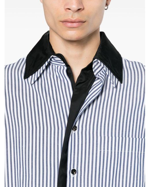 メンズ Bottega Veneta Layered-detail Striped Shirt Blue