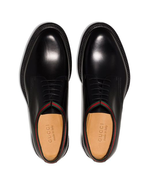 Gucci Beyond Web-trimmed Derby Shoes in Black for Men | Lyst UK
