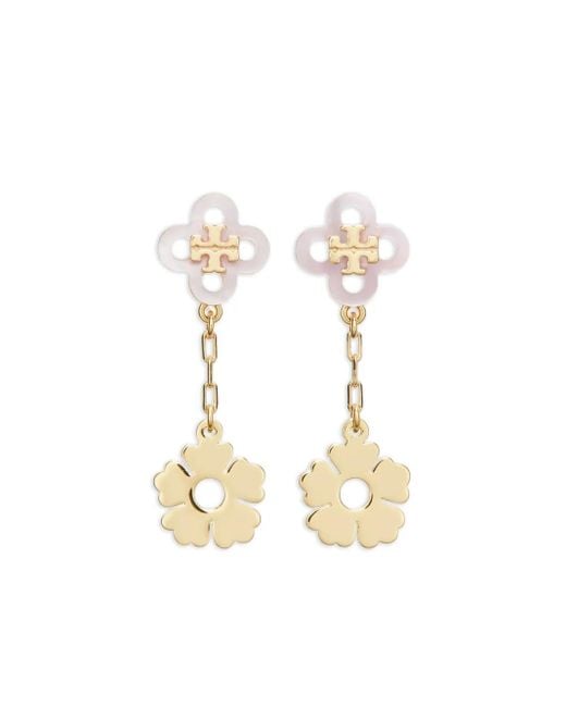 Tory Burch クローバーフローラル ピアス White