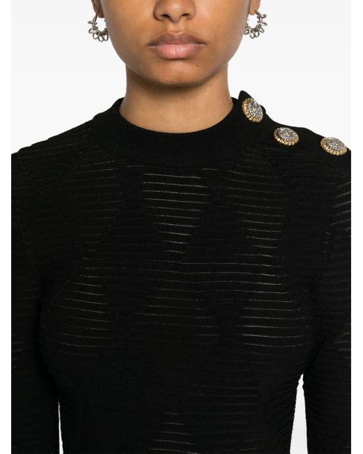 Pull À Boutons Embossés Balmain en coloris Black